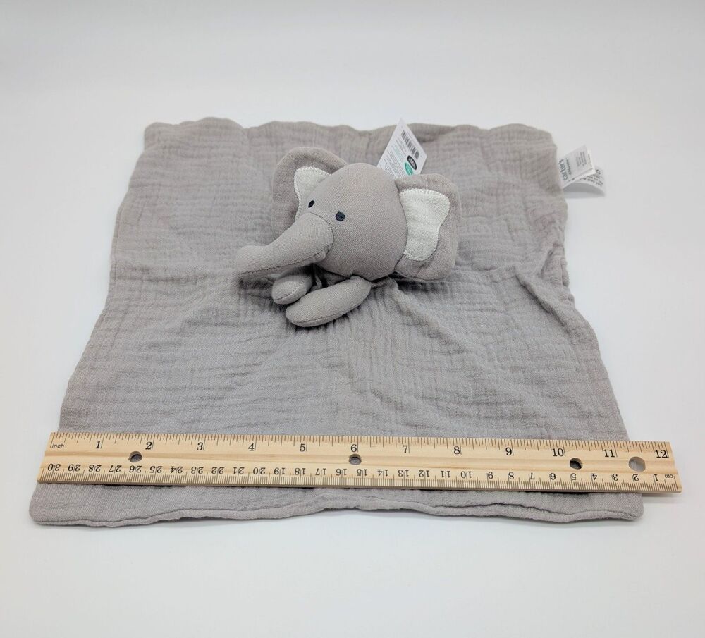 NWT Carter's Child of Mine Muslin Gray Elephant Lovey Security Blanket Unisex - Picture 3 of 9